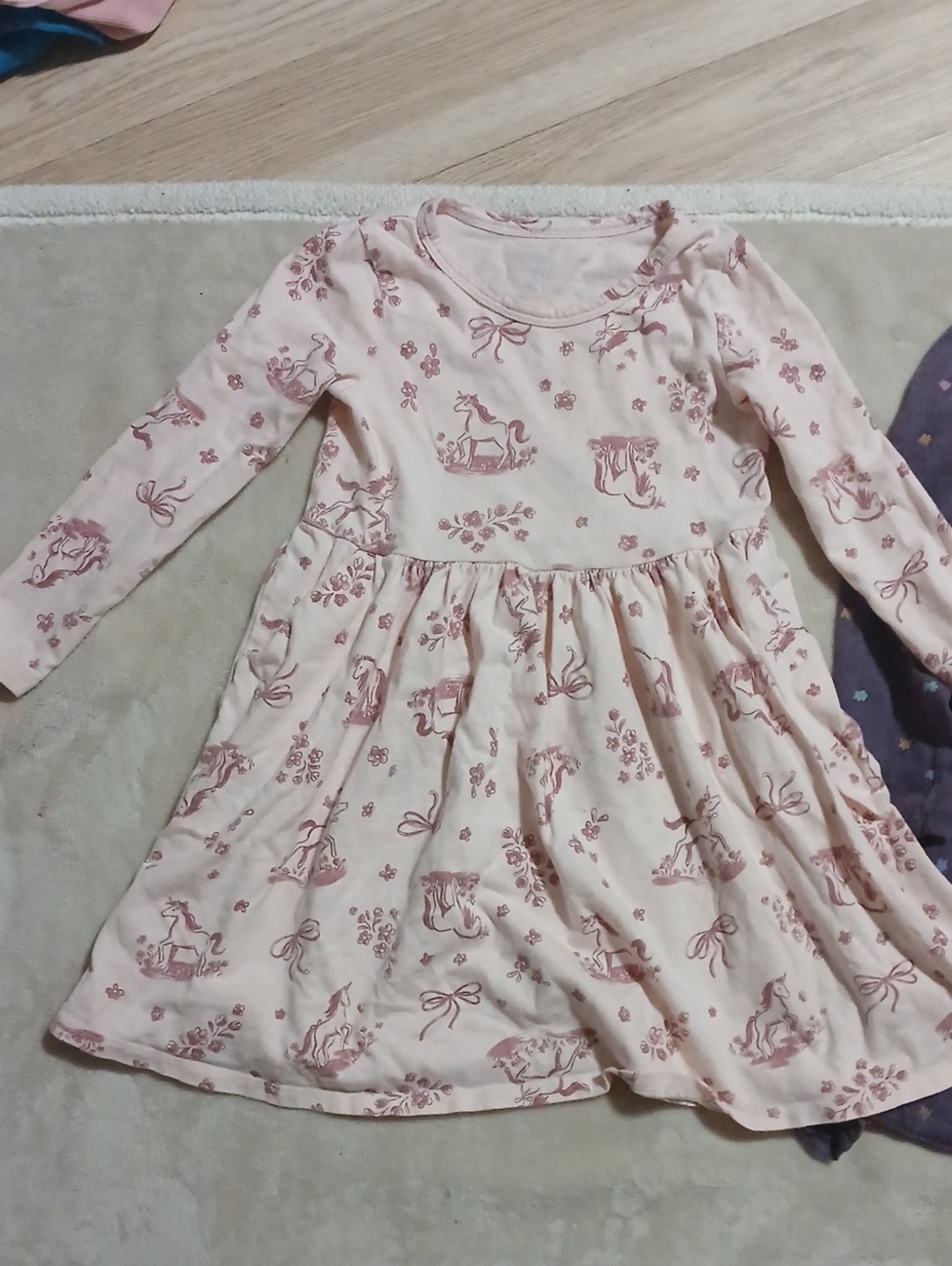 2 jumping beans Pink Floral Horse Print Long-Sleeve Dress And Purple Unicorn.